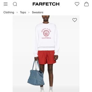 Sporty & Rich White Crewneck with Red California Crest